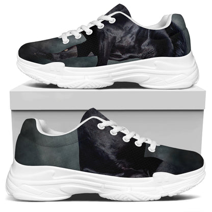 Black Stallion Horse Print White Chunky Shoes