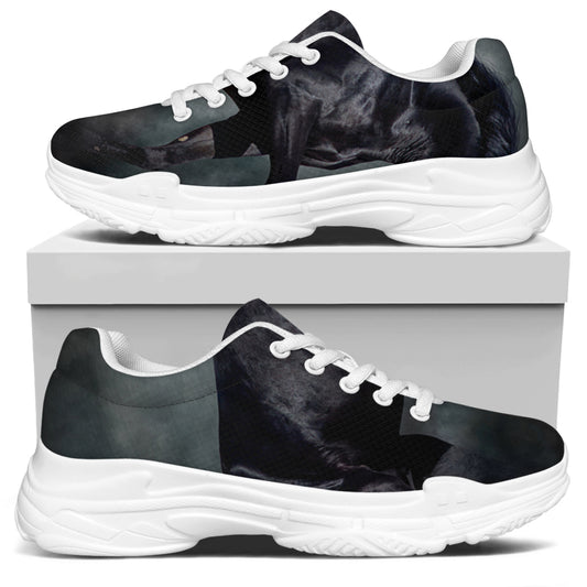 Black Stallion Horse Print White Chunky Shoes