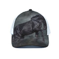 Black Stallion Horse Print White Mesh Trucker Hat