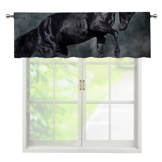 Black Stallion Horse Print Window Valance