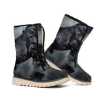 Black Stallion Horse Print Winter Boots