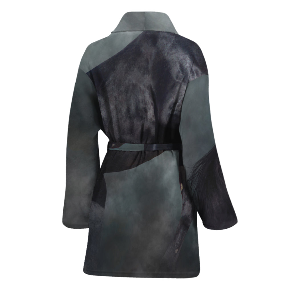 Black Stallion Horse Print Women's Bathrobe