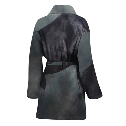 Black Stallion Horse Print Women's Bathrobe