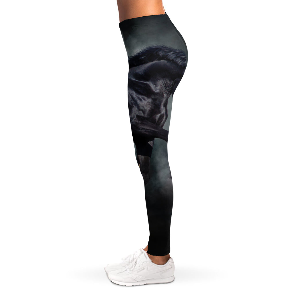 Black Stallion Horse Print Women's Leggings