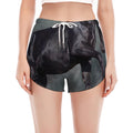Black Stallion Horse Print Women's Split Running Shorts