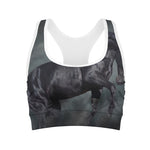 Black Stallion Horse Print Women's Sports Bra