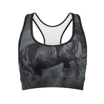 Black Stallion Horse Print Women's Sports Bra