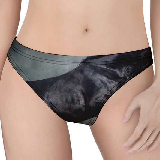 Black Stallion Horse Print Women's Thong