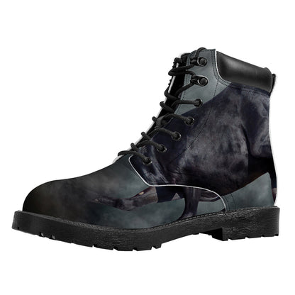 Black Stallion Horse Print Work Boots