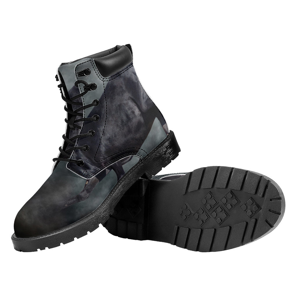 Black Stallion Horse Print Work Boots