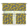 Black Striped Banana Pattern Print 3 Piece Kitchen Curtains