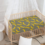 Black Striped Banana Pattern Print Baby Crib Sheet
