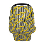 Black Striped Banana Pattern Print Baby Seat Cover