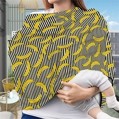 Black Striped Banana Pattern Print Baby Seat Cover