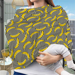 Black Striped Banana Pattern Print Baby Seat Cover