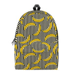 Black Striped Banana Pattern Print Backpack