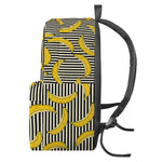 Black Striped Banana Pattern Print Backpack