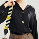 Black Striped Banana Pattern Print Bag Strap