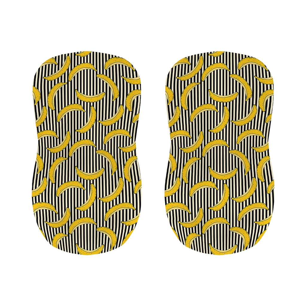 Black Striped Banana Pattern Print Bar Stool Covers