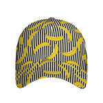 Black Striped Banana Pattern Print Baseball Cap