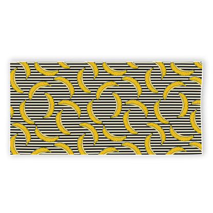 Black Striped Banana Pattern Print Beach Towel