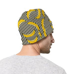 Black Striped Banana Pattern Print Beanie
