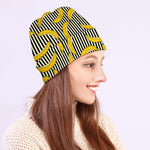 Black Striped Banana Pattern Print Beanie