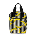 Black Striped Banana Pattern Print Bible Tote Bag