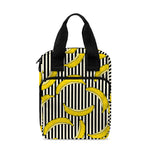 Black Striped Banana Pattern Print Bible Tote Bag