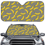 Black Striped Banana Pattern Print Car Windshield Sun Shade