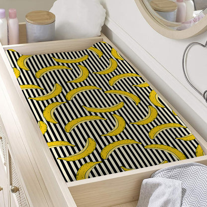 Black Striped Banana Pattern Print Changing Pad Cover