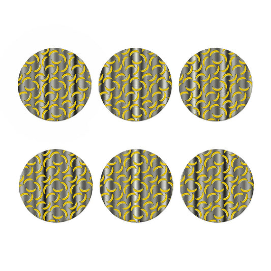 Black Striped Banana Pattern Print Coaster Set