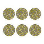 Black Striped Banana Pattern Print Coaster Set