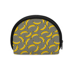 Black Striped Banana Pattern Print Coin Purse