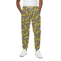 Black Striped Banana Pattern Print Cotton Sweatpants