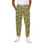 Black Striped Banana Pattern Print Cotton Pants