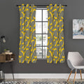 Black Striped Banana Pattern Print Grommet Curtain Panels