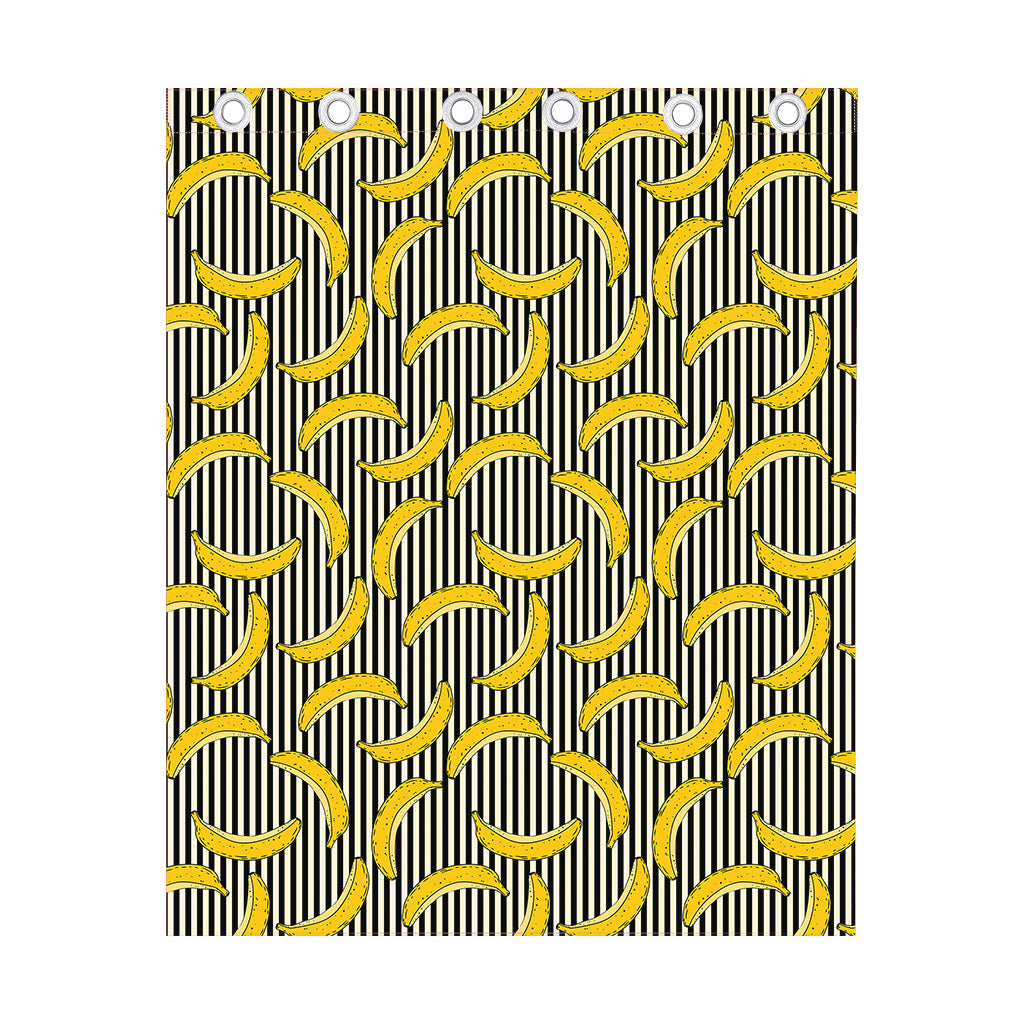 Black Striped Banana Pattern Print Curtain