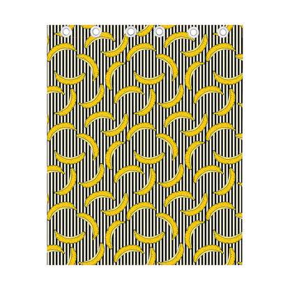 Black Striped Banana Pattern Print Curtain