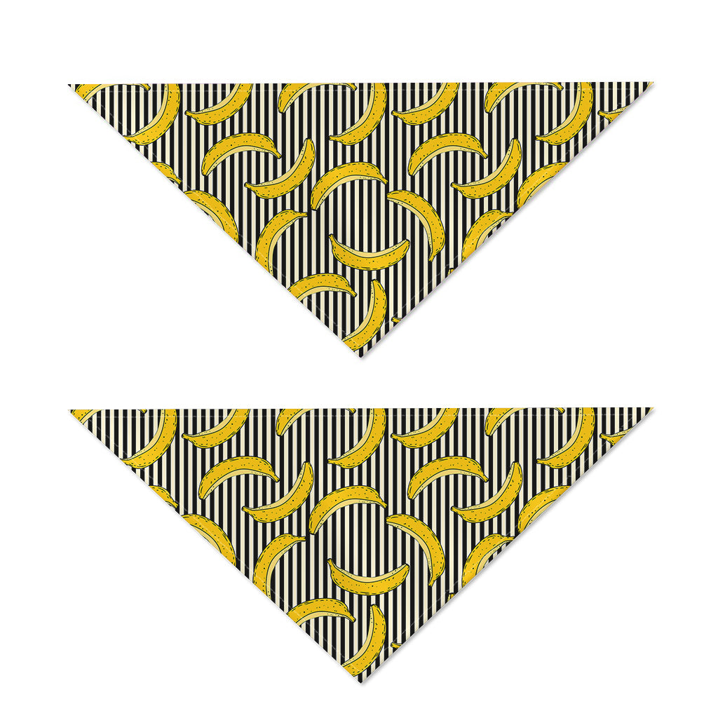 Black Striped Banana Pattern Print Dog Bandana