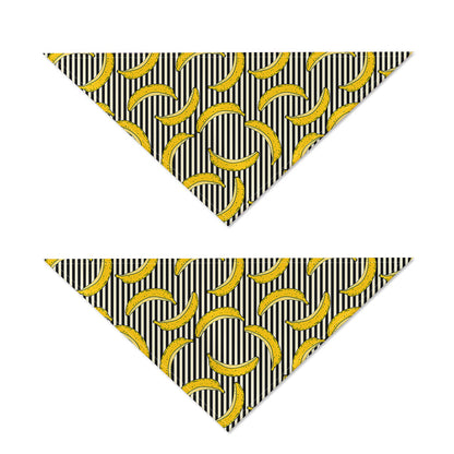 Black Striped Banana Pattern Print Dog Bandana