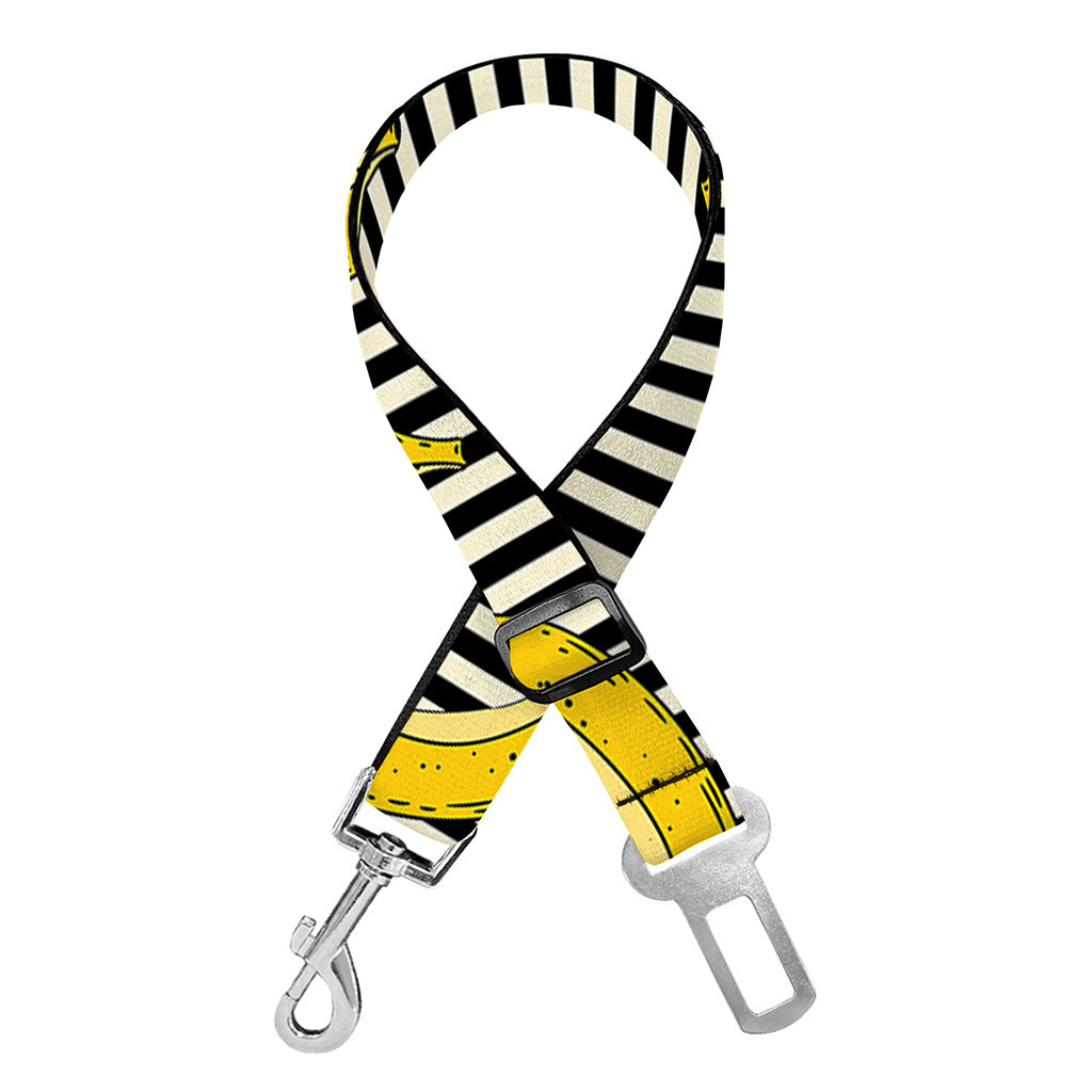Black Striped Banana Pattern Print Dog Seat Belt