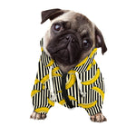 Black Striped Banana Pattern Print Dog Zip Up Hoodie