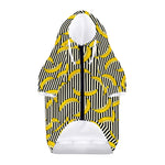 Black Striped Banana Pattern Print Dog Zip Up Hoodie