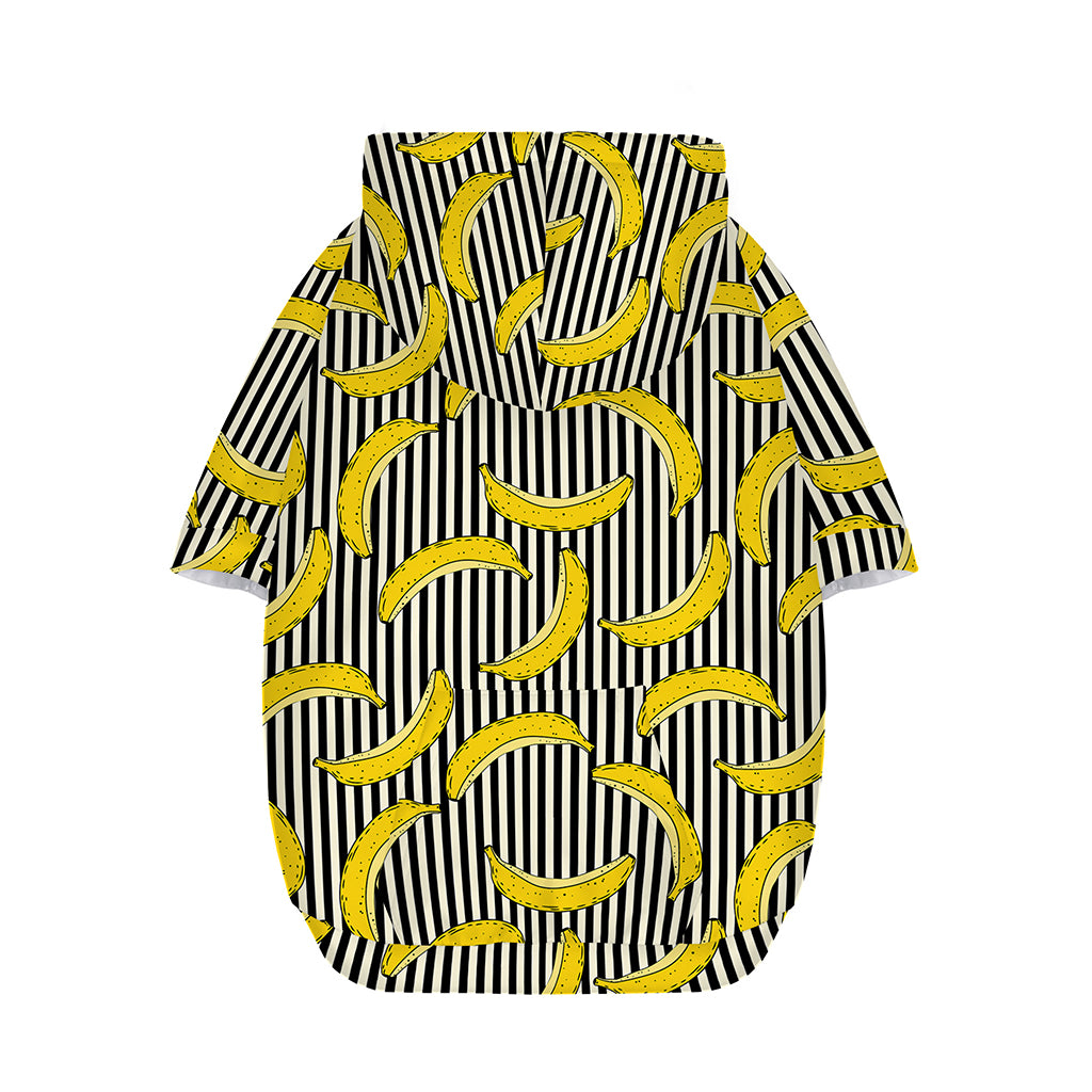 Black Striped Banana Pattern Print Dog Zip Up Hoodie