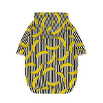 Black Striped Banana Pattern Print Dog Zip Up Hoodie