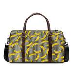 Black Striped Banana Pattern Print Duffle Bag