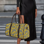 Black Striped Banana Pattern Print Duffle Bag