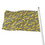 Black Striped Banana Pattern Print Flag