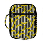 Black Striped Banana Pattern Print Front Pocket Bible Bag
